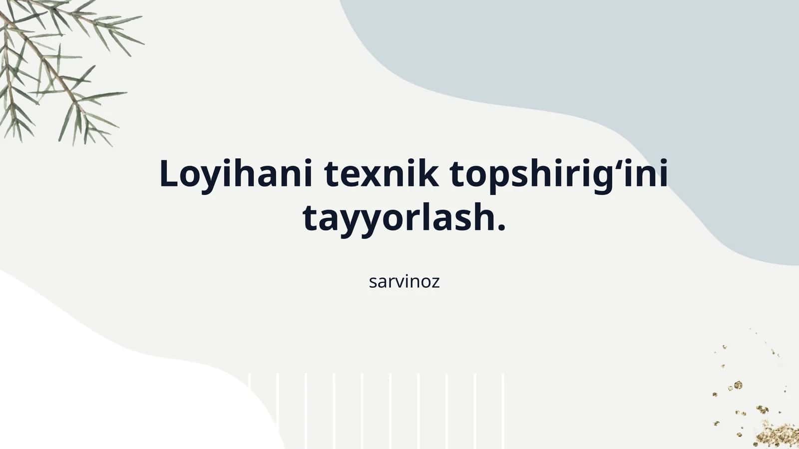 Loyihani texnik topshirig‘ini tayyorlash.