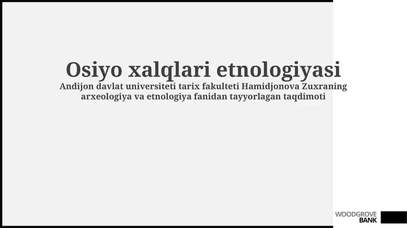 Osiyo xalqlari etnologiyasi