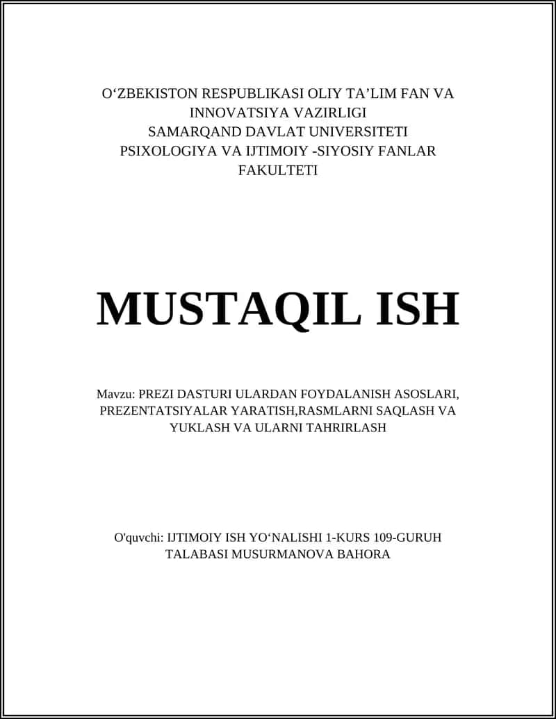 PREZI DASTURI ULARDAN FOYDALANISH ASOSLARI
