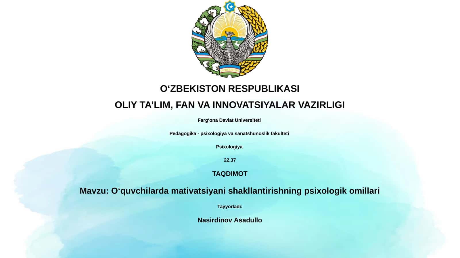 Oʻquvchilarda mativatsiyani shakllantirishning psixologik omillari