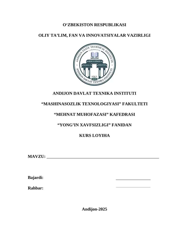 MASHINASOZLIK TEXNOLOGIYASI FAKULTETI