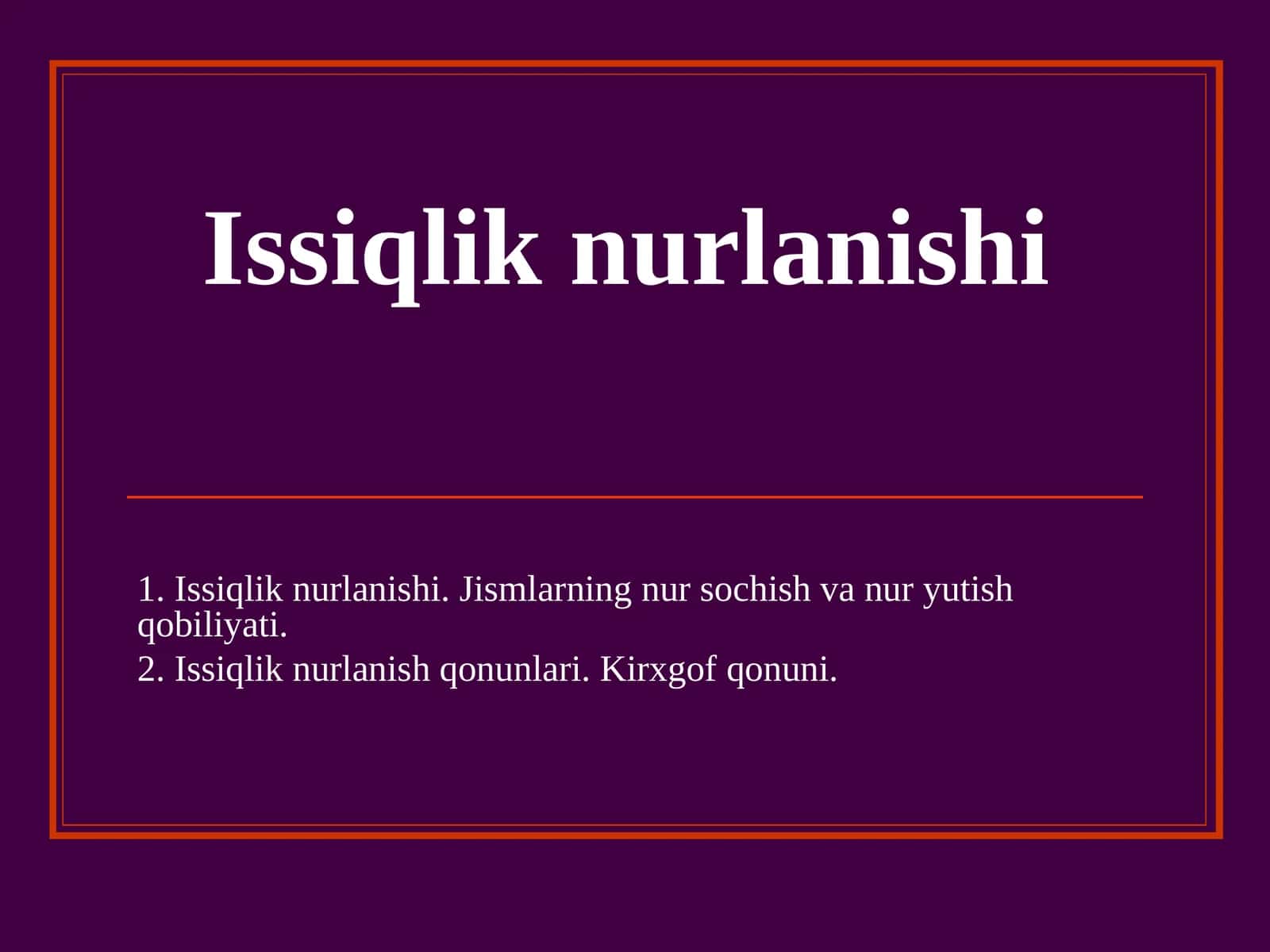 Issiqlik nurlanishi