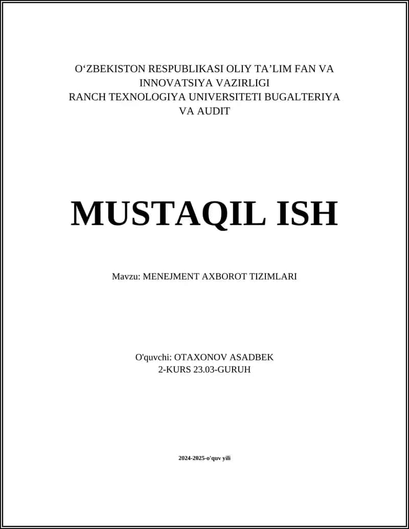 MENEJMENT AXBOROT TIZIMLARI