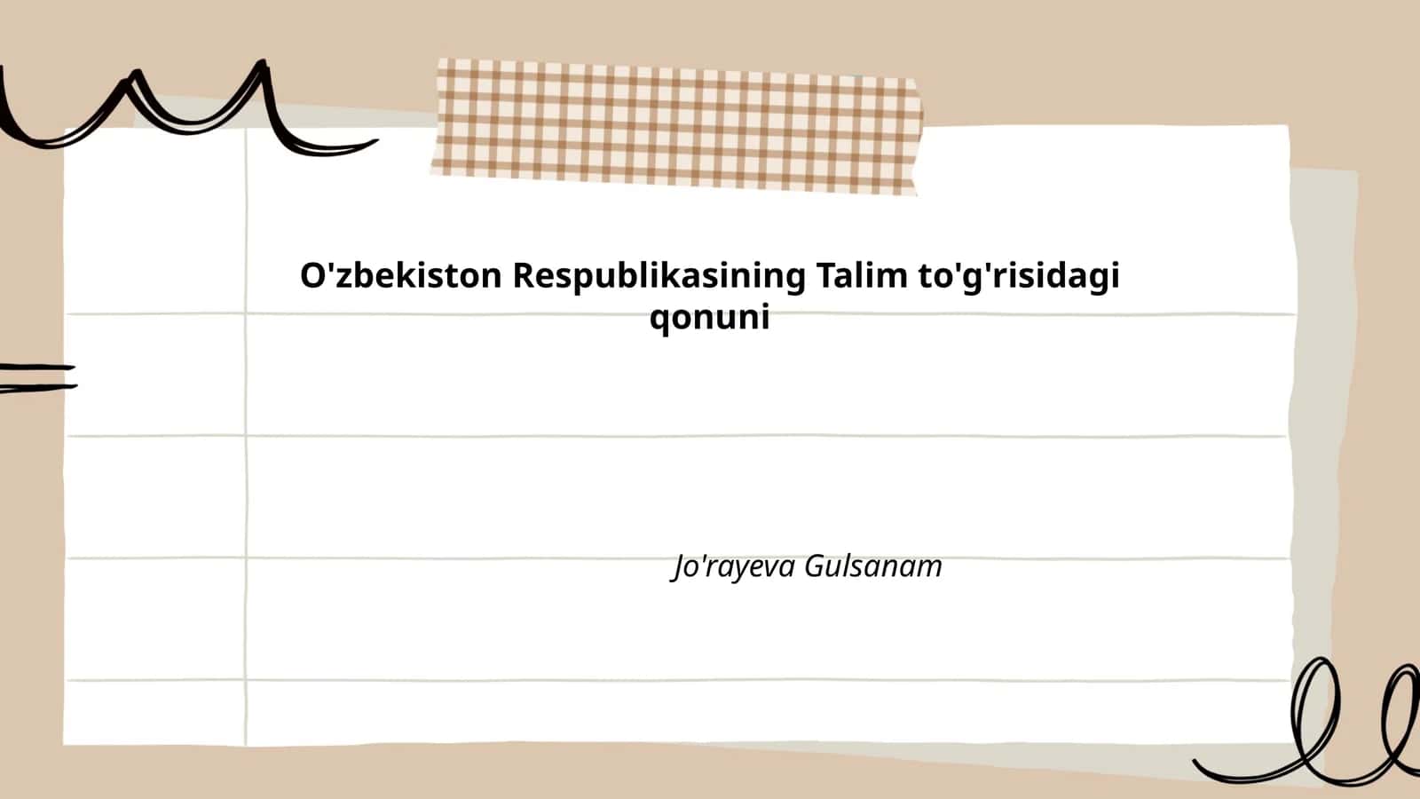 O'zbekiston Respublikasining Talim to'g'risidagi qonuni