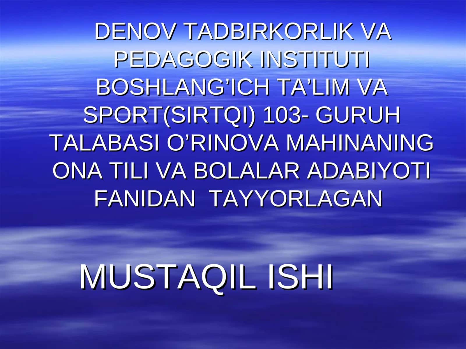 Ona til va bolalar adabiyoti fanidan tayyorlan