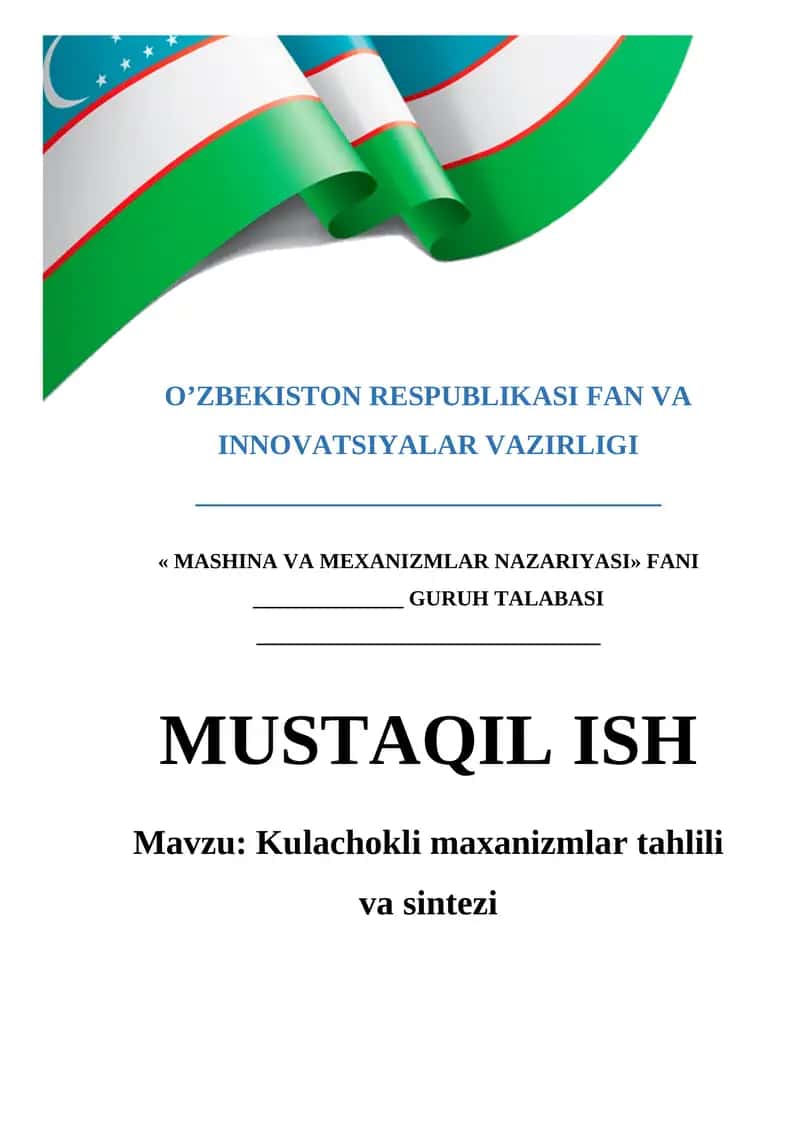 Kulachokli maxanizmlar tahlili va sintezi