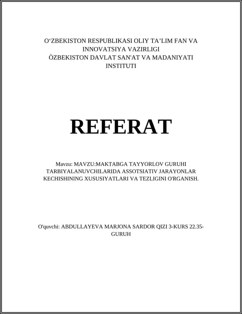 Assotsiativ Jarayonlar