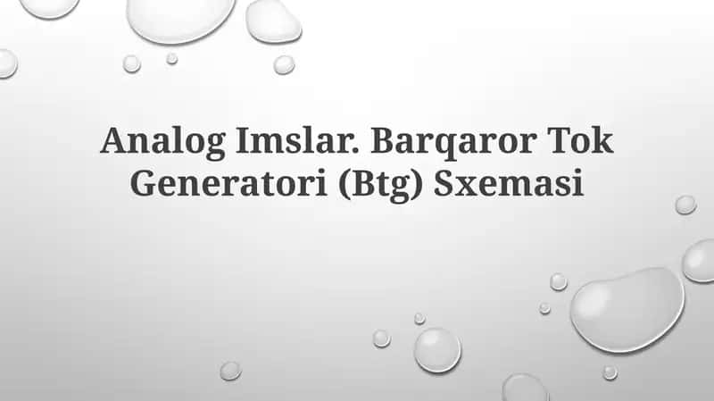 Analog Imslar. Barqaror Tok Generatori (Btg) Sxemasi