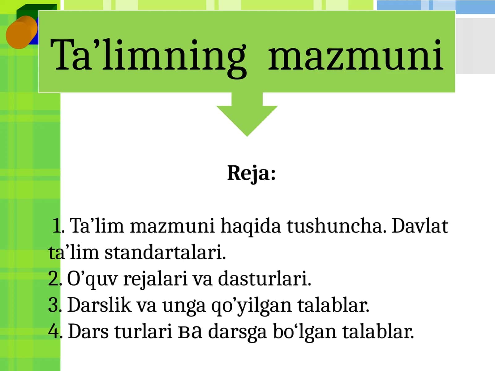 Ta’limning mazmuni