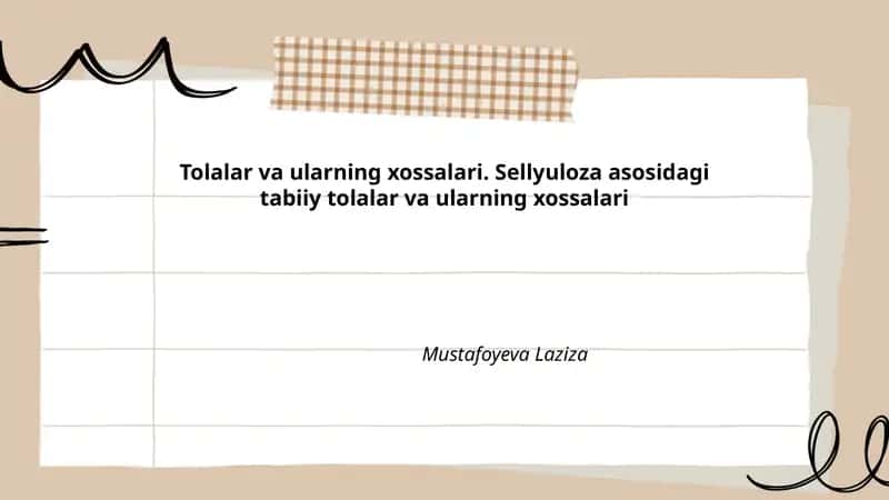 Tolalar va ularning xossalari