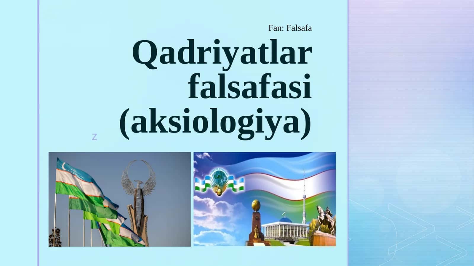 Qadriyatlar falsafasi(aksiologiya)
