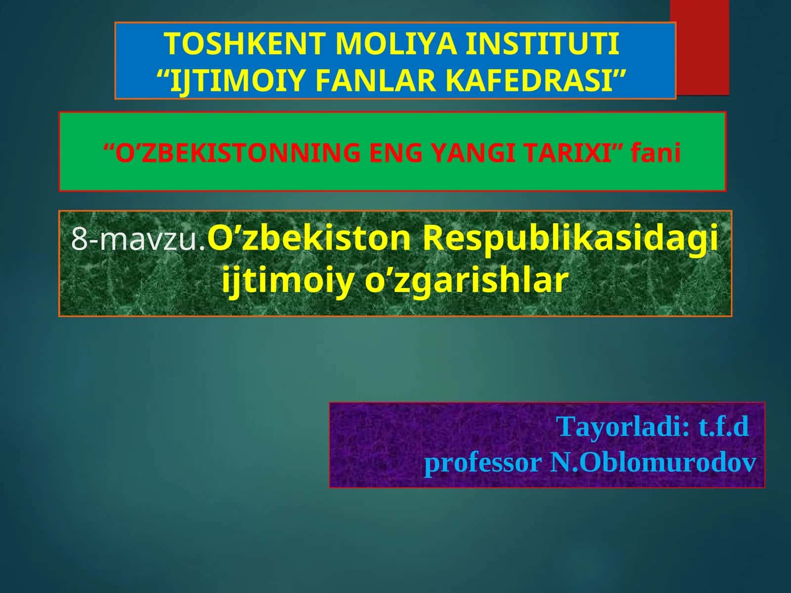 O’zbekistonning eng yangi tarixi