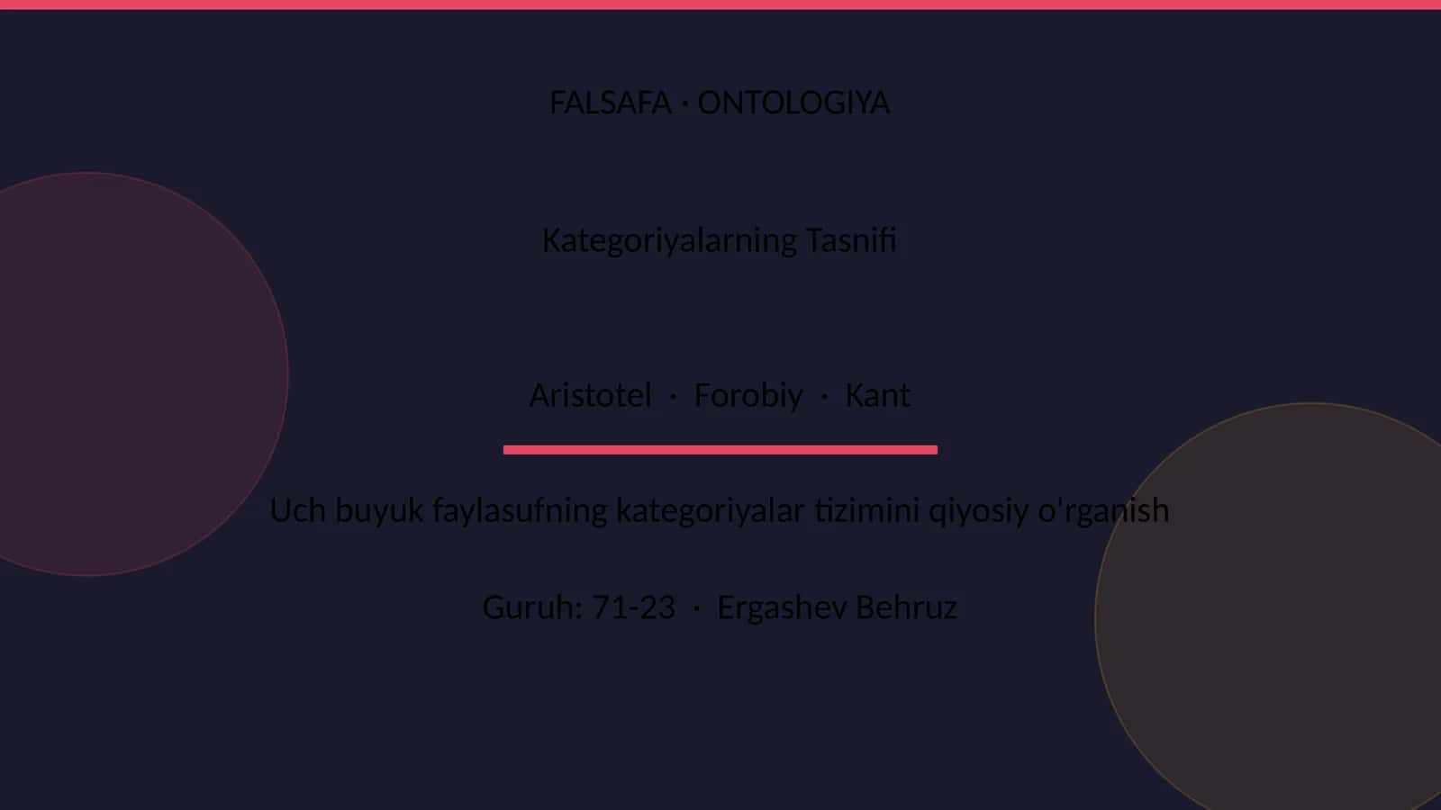 Kategoriyalarning Tasnifi