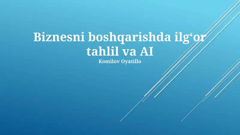 Biznesni boshqarishda ilg‘or tahlil va AI