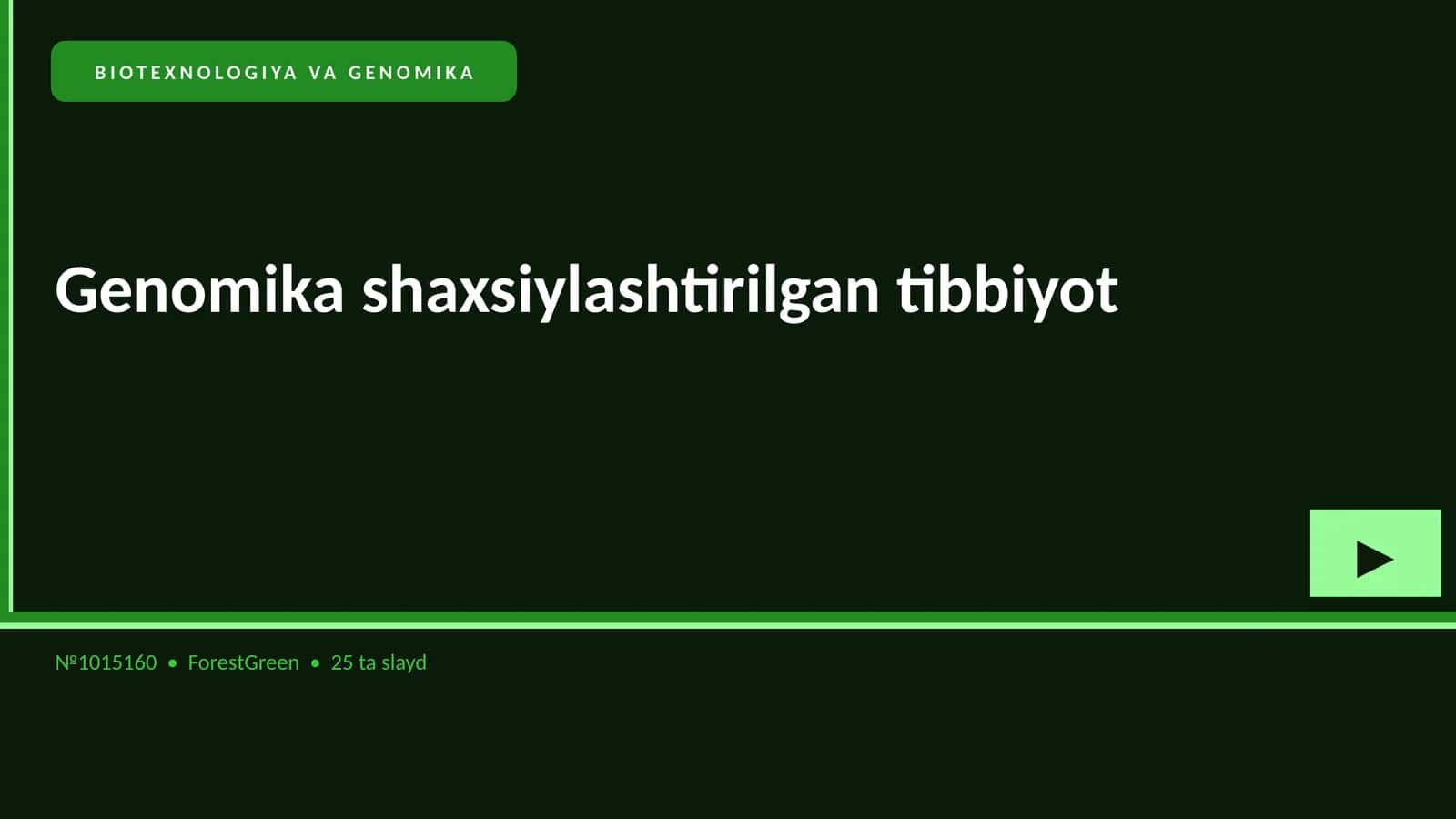 BIOTEXNOLOGIYA VA GENOMIKA