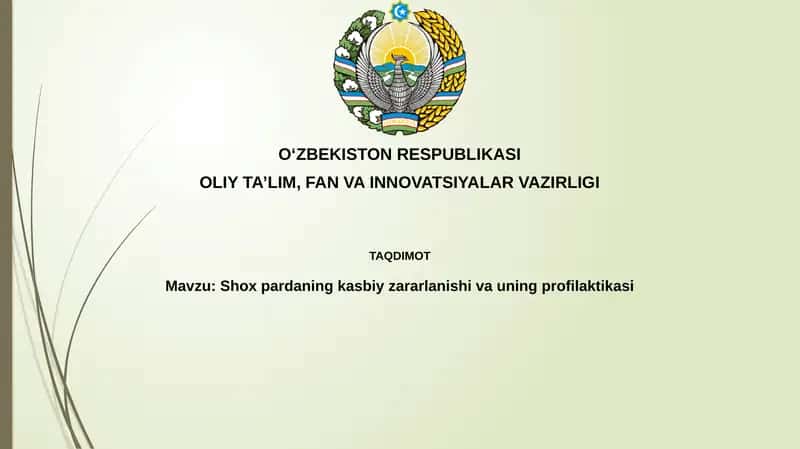 Shoxpardaning kasbiy zararlanishi va uning profilaktikasi