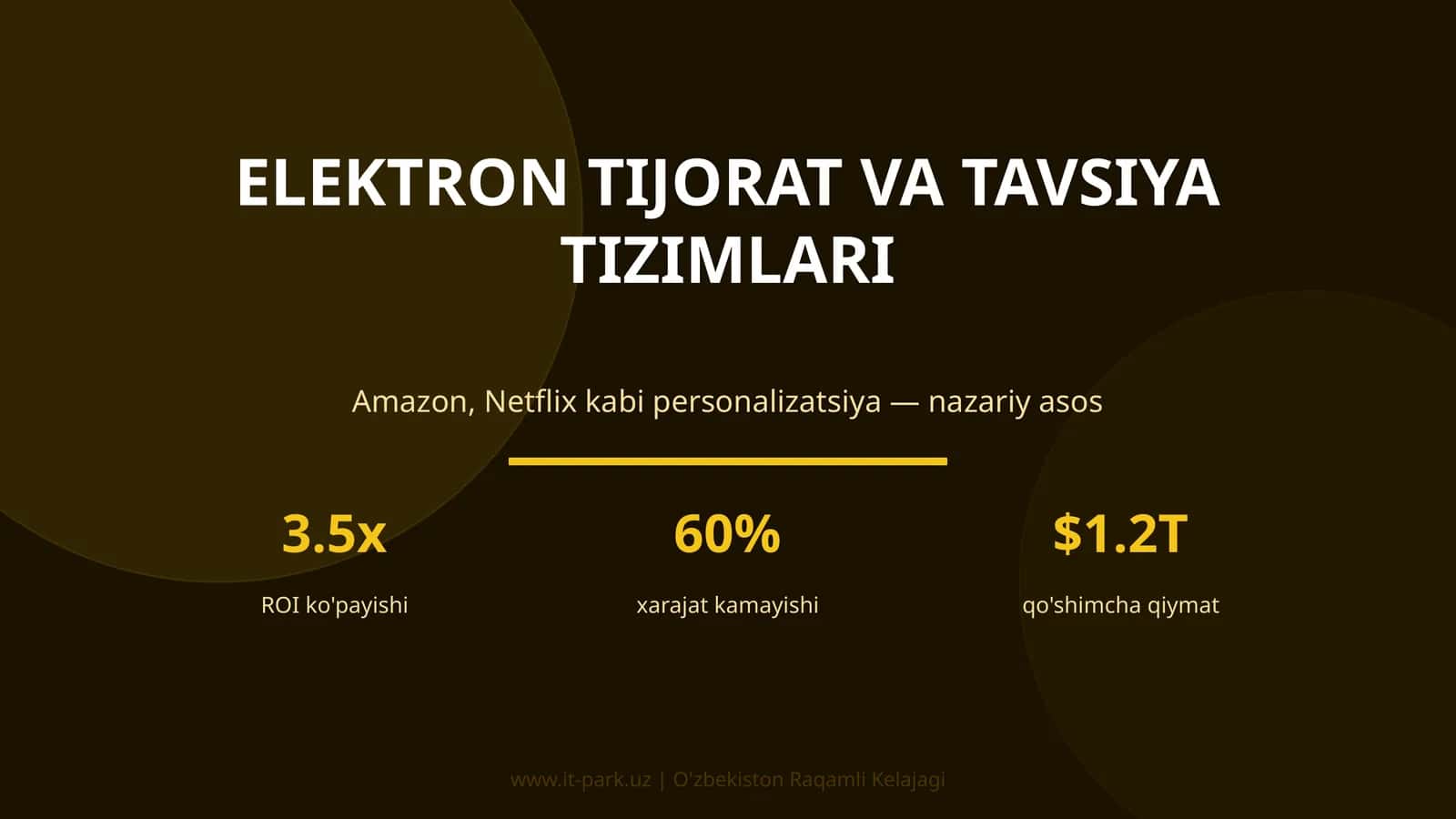 ELEKTRON TIJORAT VA TAVSIYA TIZIMLARI