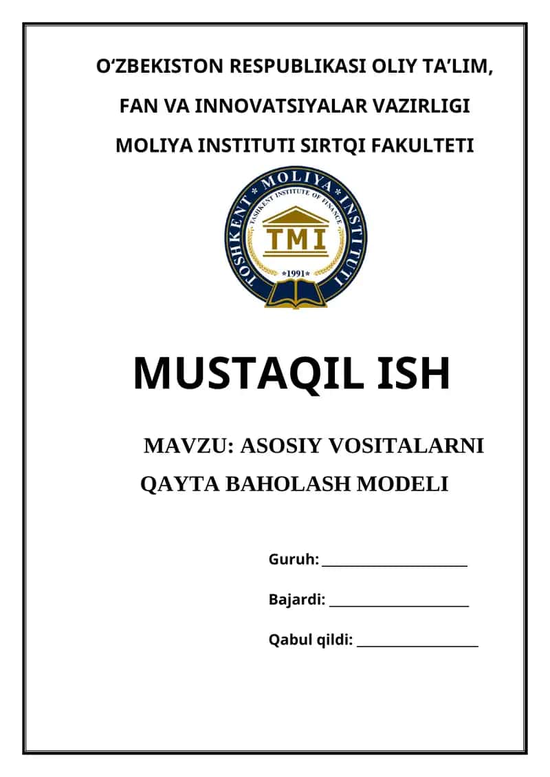 Asosiy vositalarni qayta baholash modeli