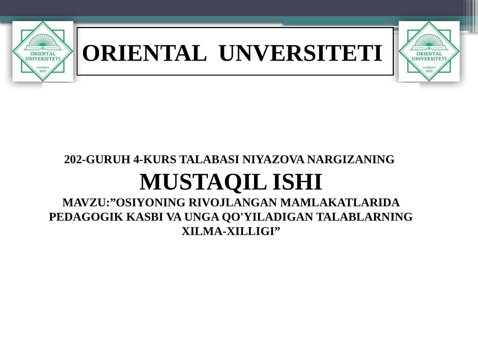OSU 202-GURUH 4-KURS TALABASI NIYAZOVA NARGIZA