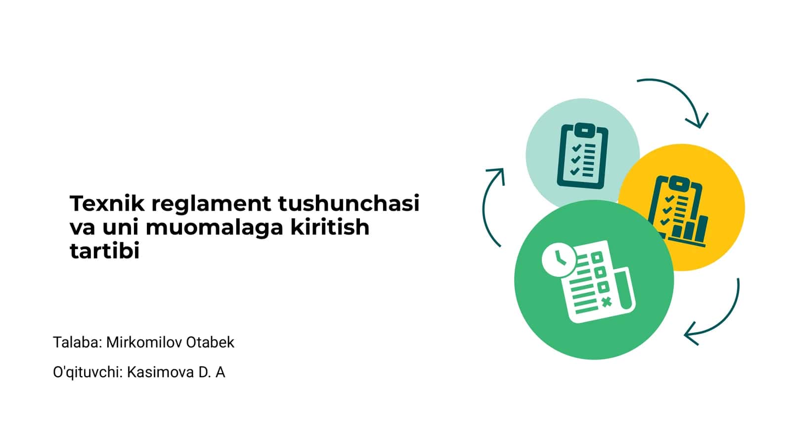 Texnik reglament tushunchasi va uni muomalaga kiritish tartibi