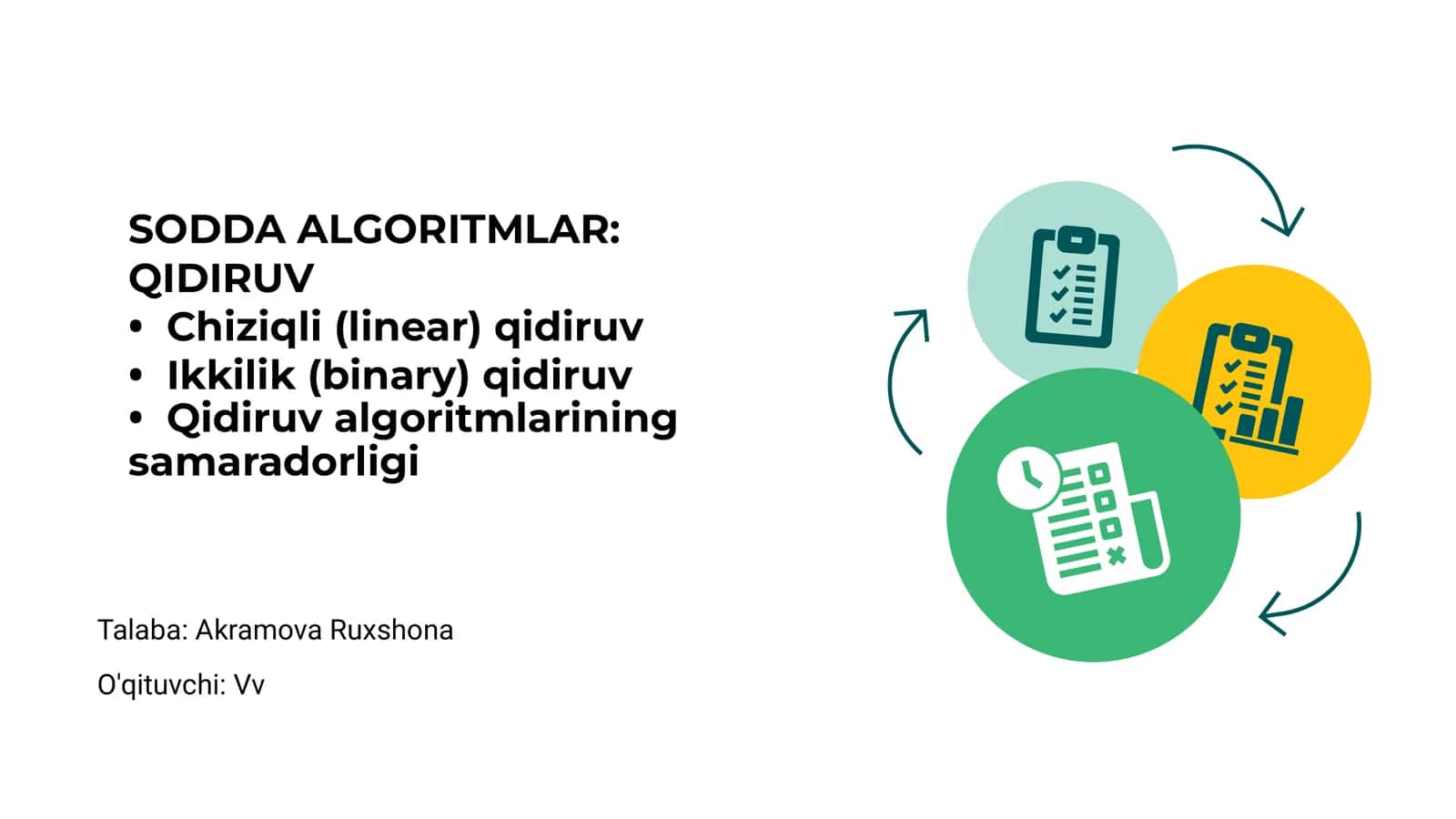 SODDA ALGORITMLAR: QIDIRUV