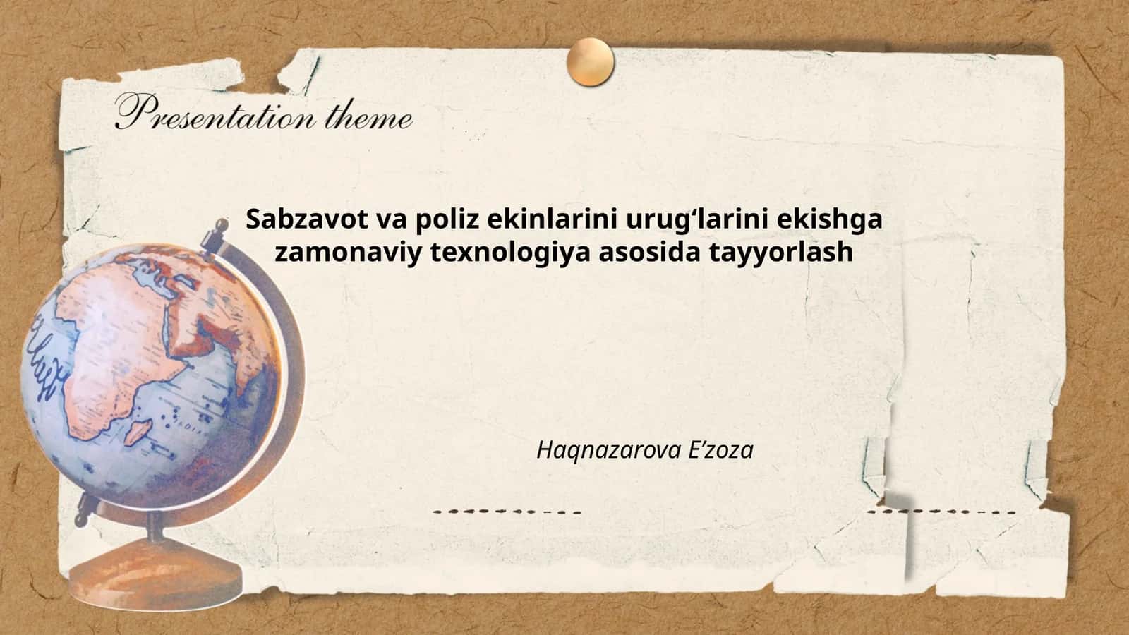 Zamonaviy texnologiya asosida sabzavot va poliz ekinlarini urugʻlarini ekish