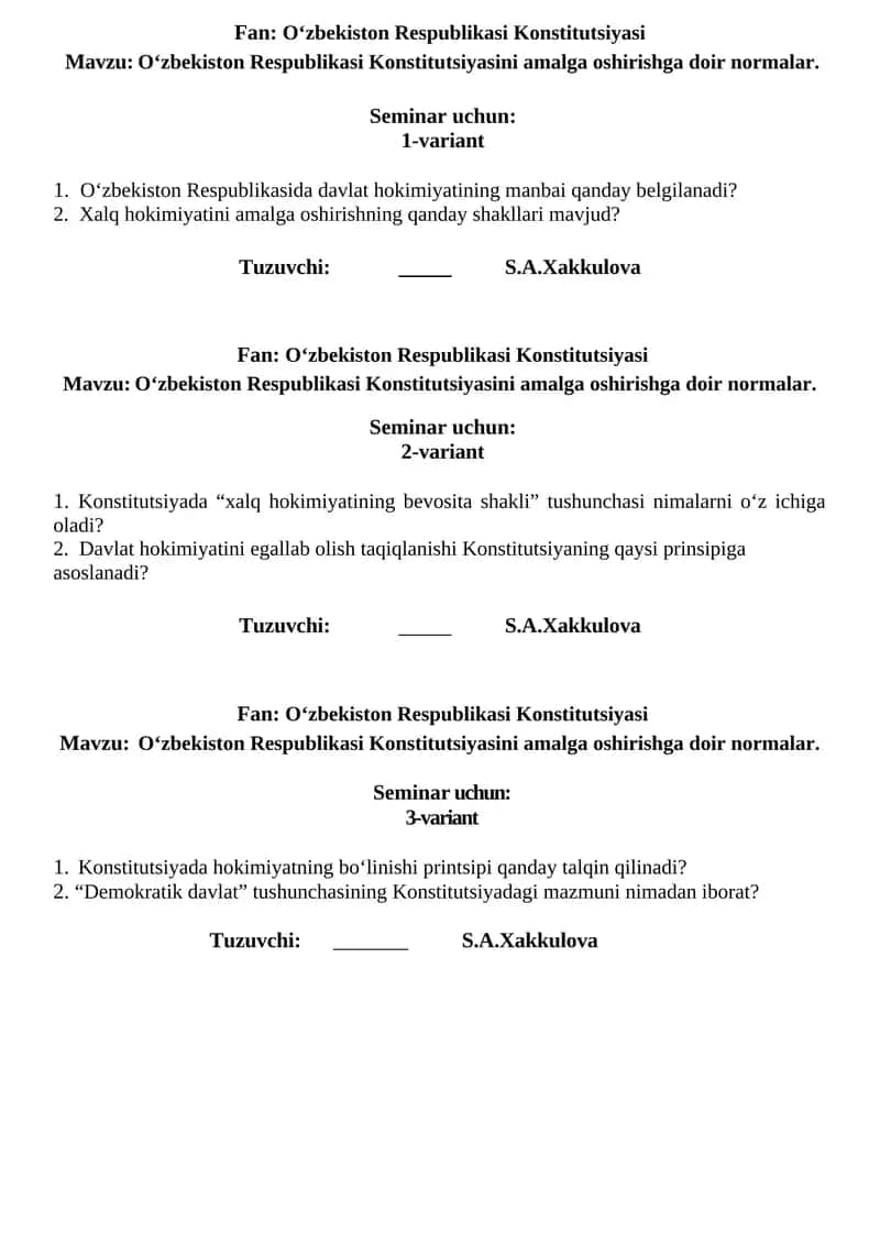 O‘zbekiston Respublikasi Konstitutsiyasi