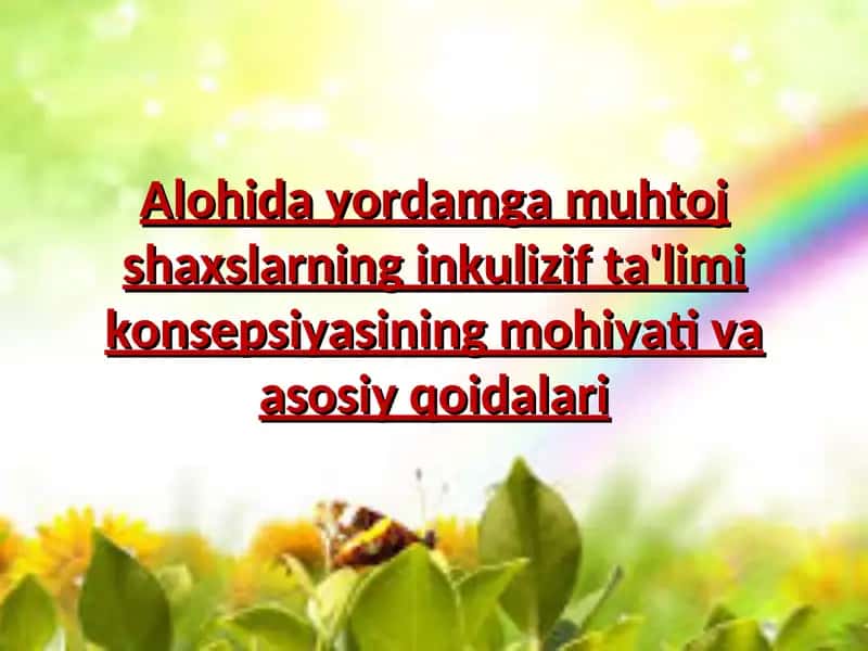 Alohida yordamga muhtoj shaxslarning inkulizif ta'limi konsepsiyasining mohiyati va asosiy qoidalari