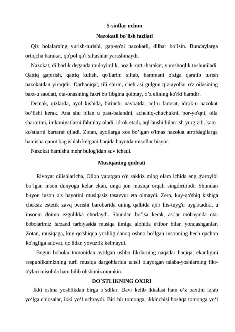 Diktantlar va bayonlar to'plami