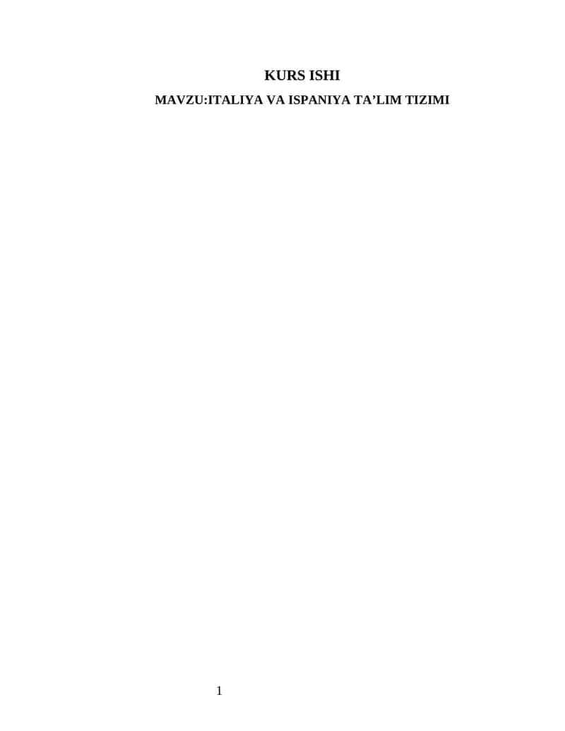 ITALIYA VA ISPANIYA TA’LIM TIZIMI