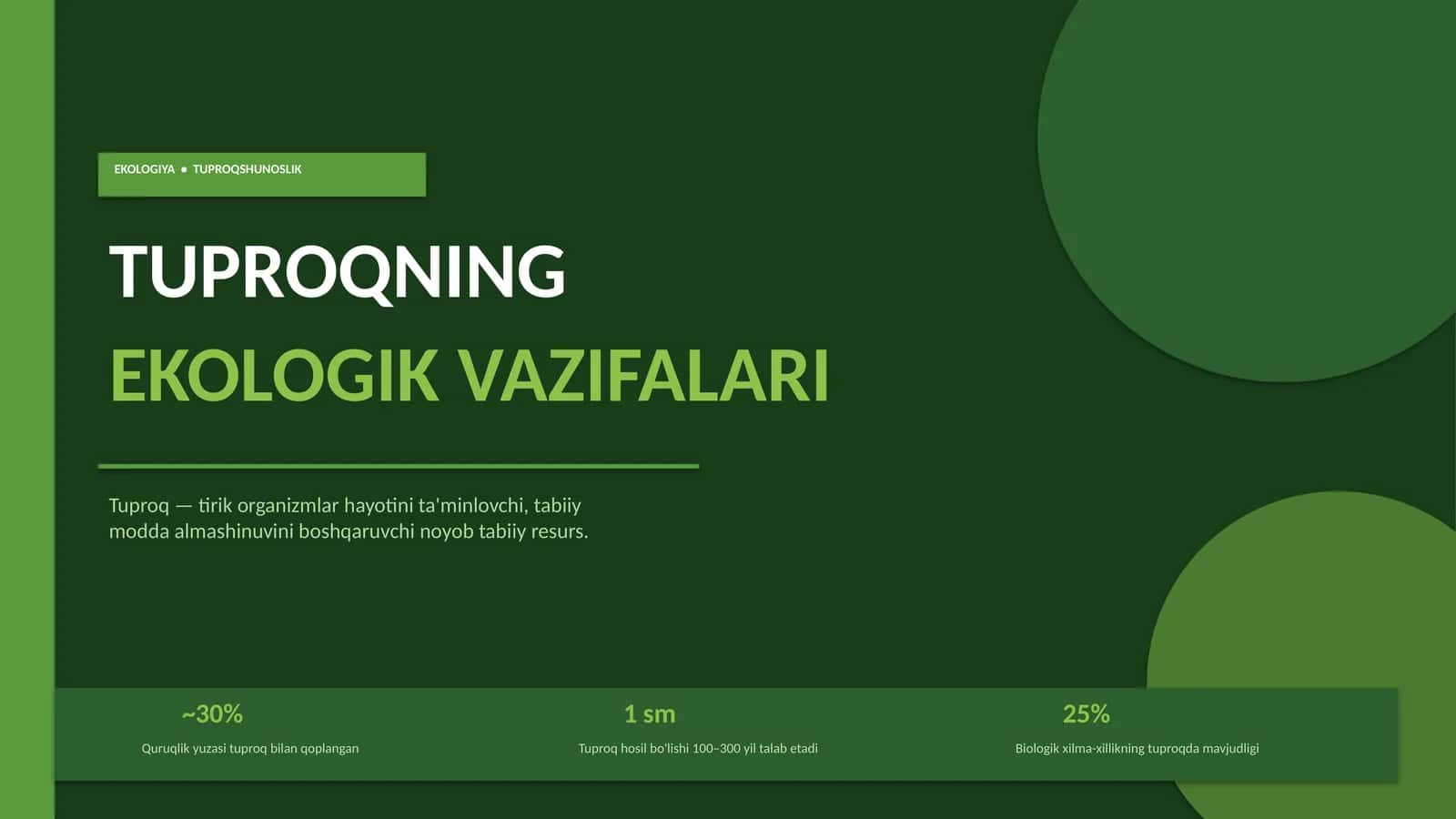 Tuproqning ekologik vazifalari