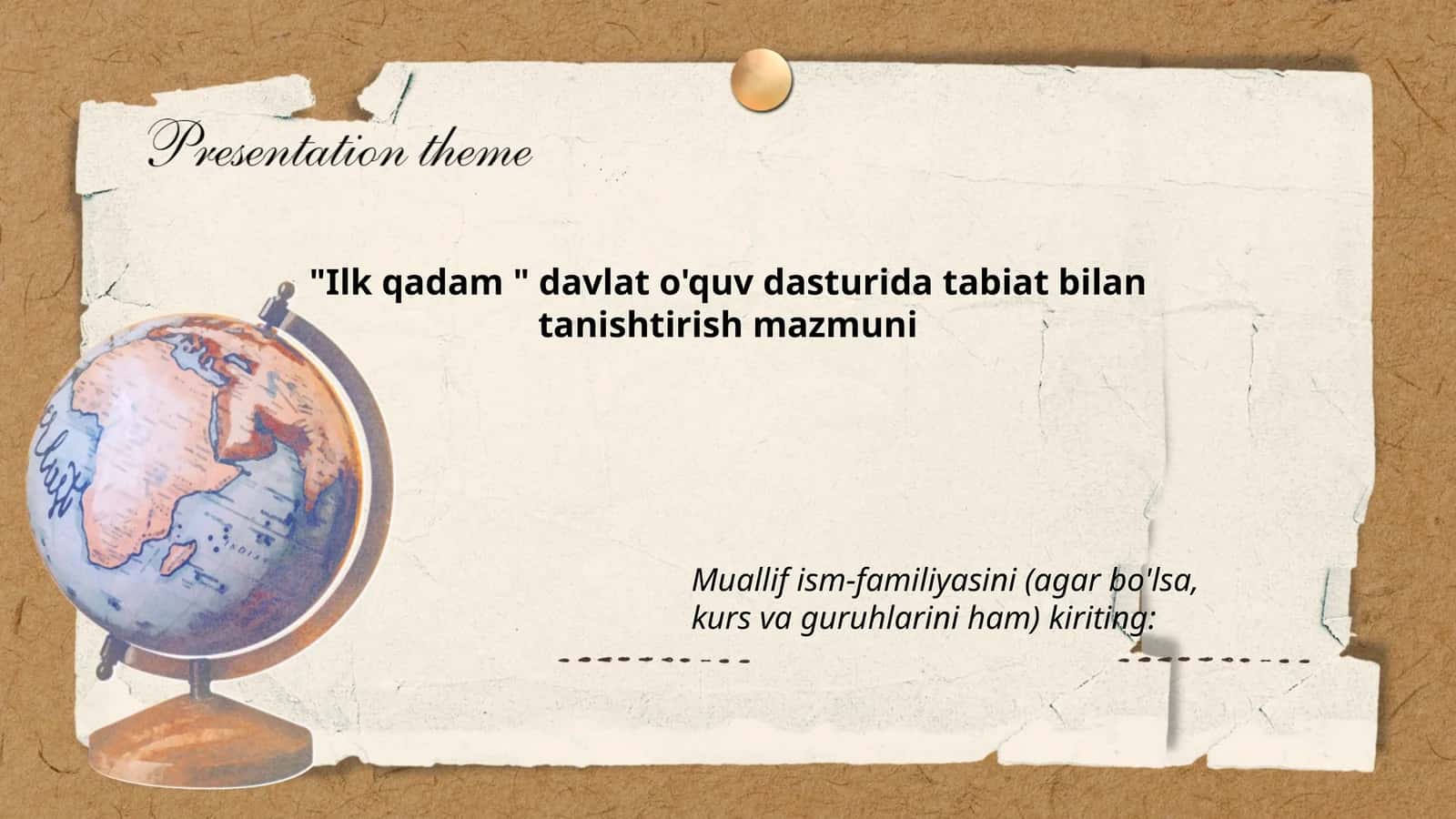 Ilk qadam davlat o'quv dasturida tabiat bilan tanishtirish mazmuni