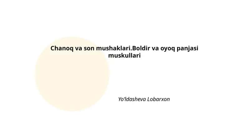 Chanoq va son mushaklari.Boldir va oyoq panjasi muskullari