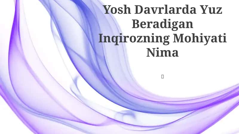 Yosh Davrlarda Yuz Beradigan Inqirozning Mohiyati Nima