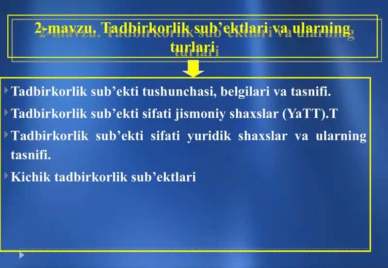 Tadbirkorlik sub’ekti