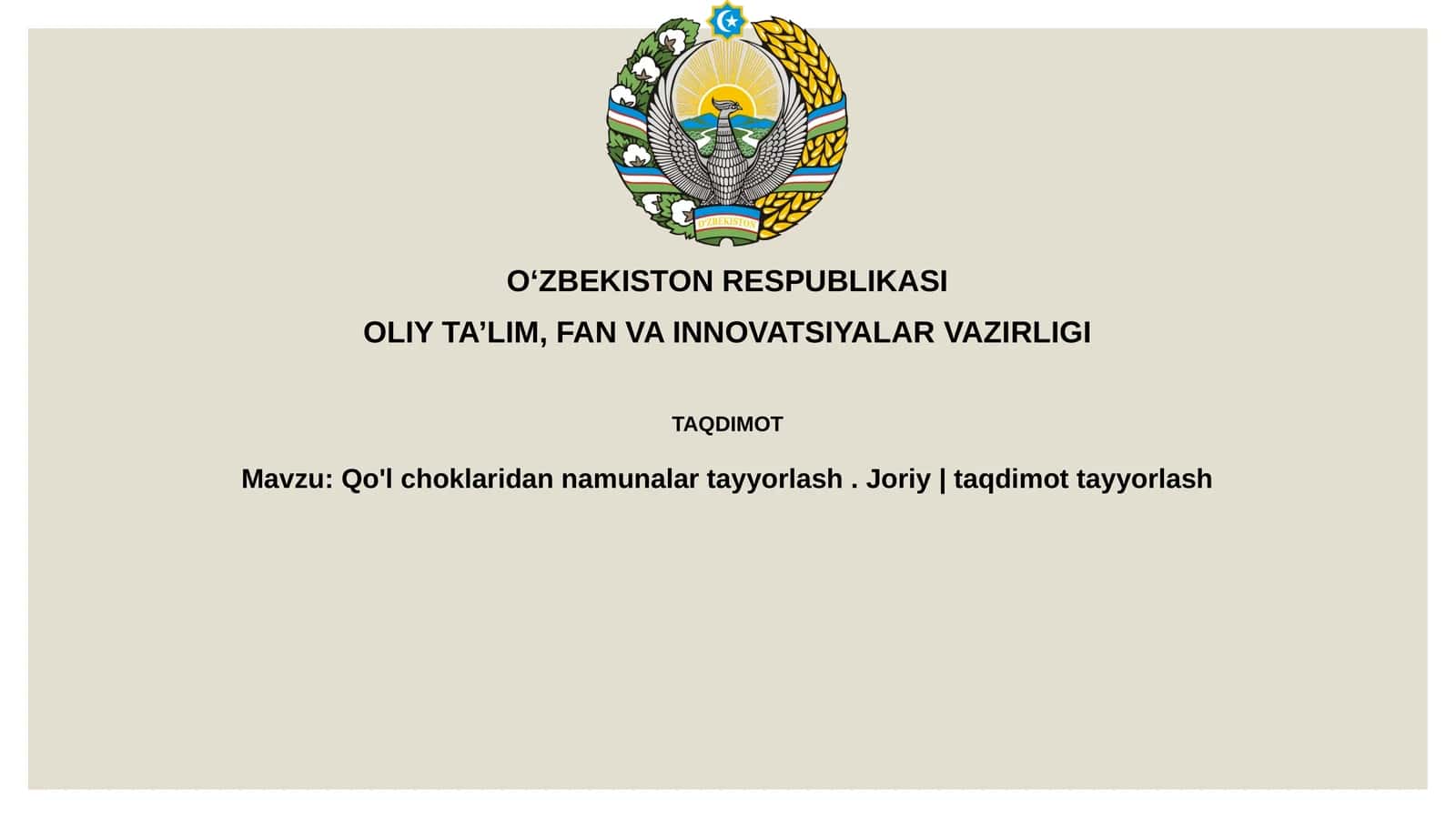 Qo'lchoklaridannamunalartayyorlash.Joriy|taqdimottayyorlash