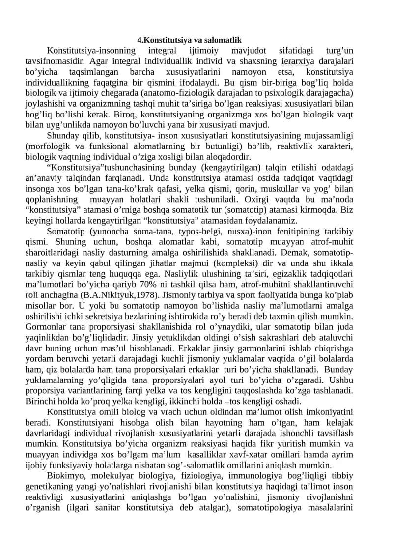 Konstitutsiya va salomatlik