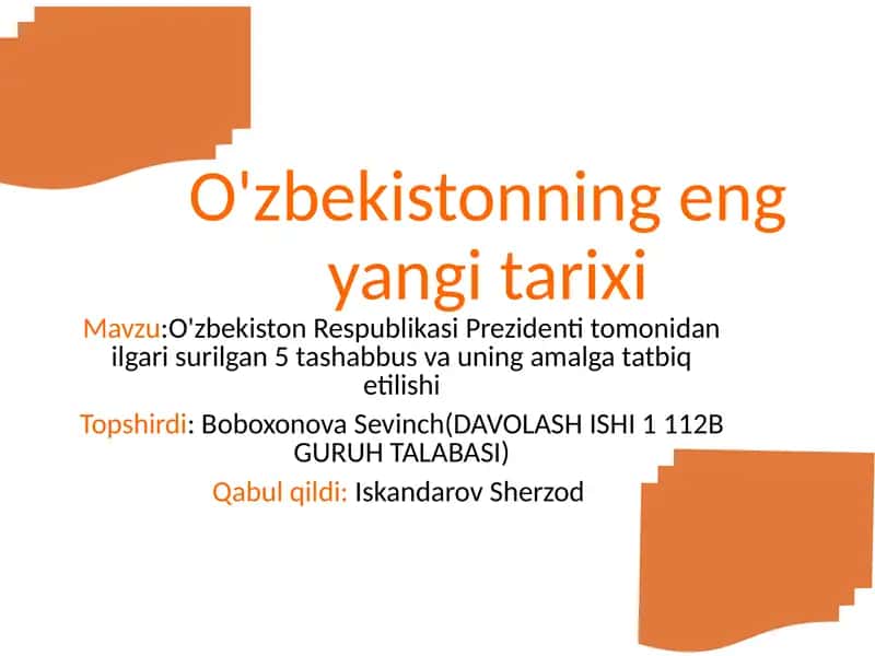 O'zbekistonning eng yangi tarixi