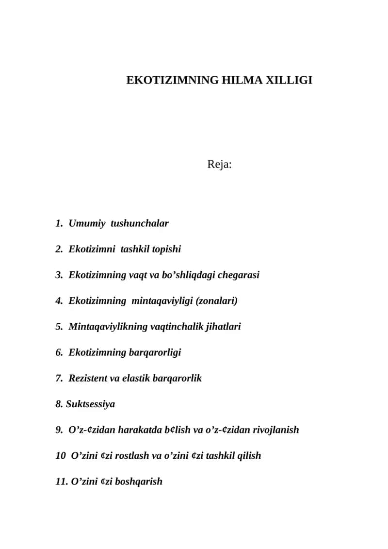 Ekotizimning hilma xilligi