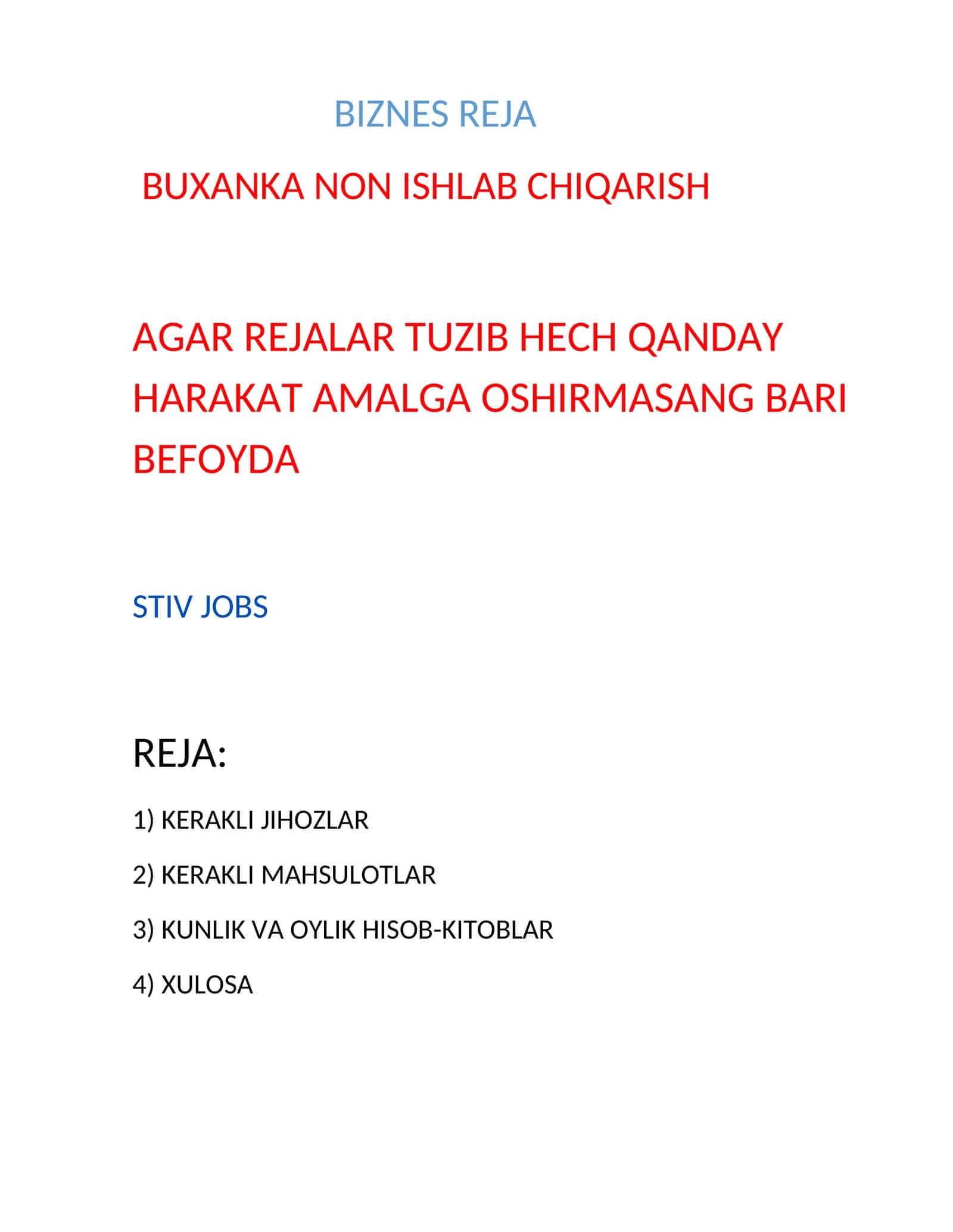 BUXANKA NON ISHLAB CHIQARISH