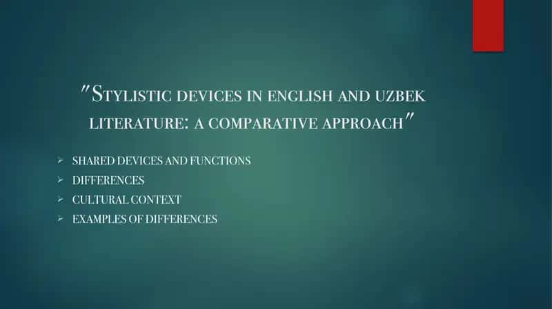 Stylistic devices in English and Uzbek literature: a comparative approach