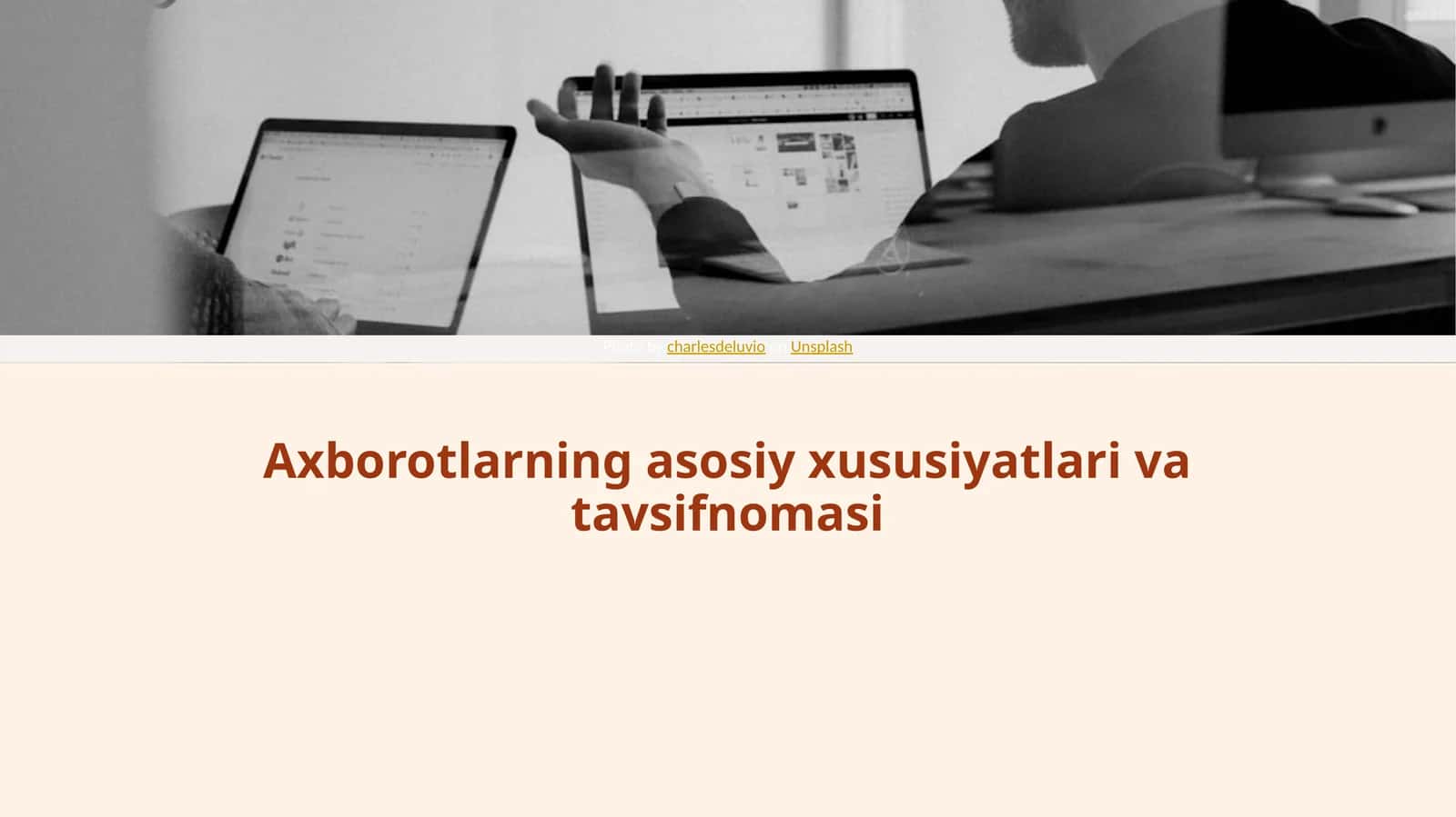 Axborotlarning asosiy xususiyatlari va tavsifnomasi