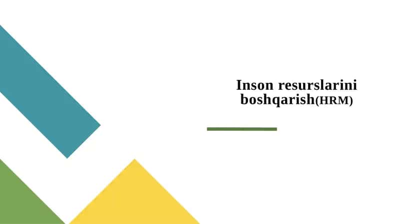 Inson resurslarini boshqarish(HRM
