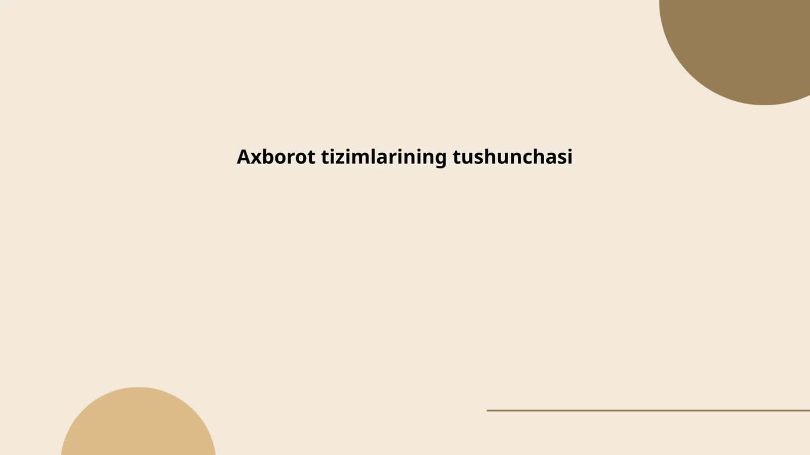Axborot tizimlarining tushunchasi
