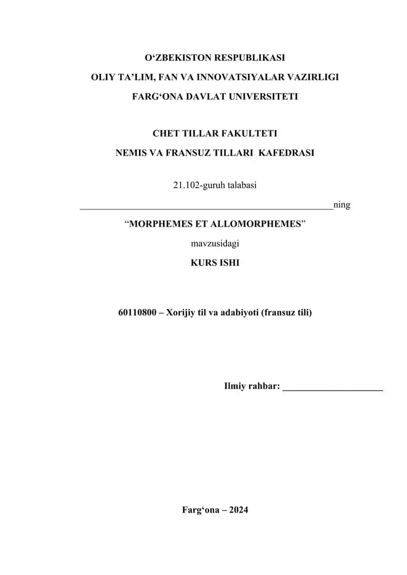 MORPHEMES ET ALLOMORPHEMES