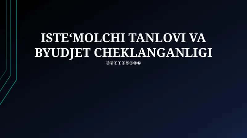 ISTEʻMOLCHI TANLOVI VA BYUDJET CHEKLANGANLIGI