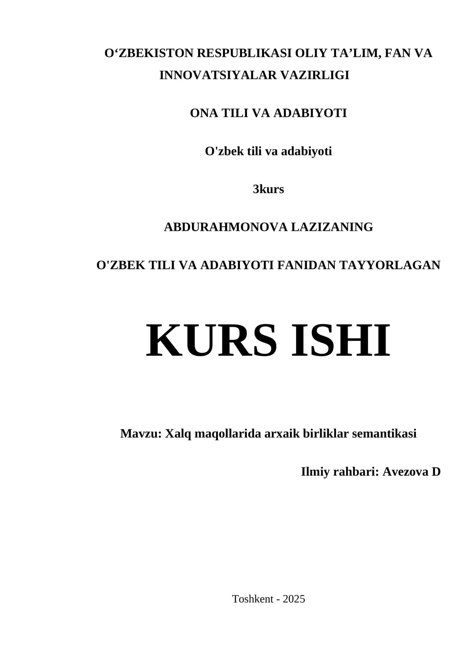 Xalq maqollarida arxaik birliklar semantikasi