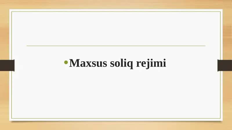 Maxsus soliq rejimi