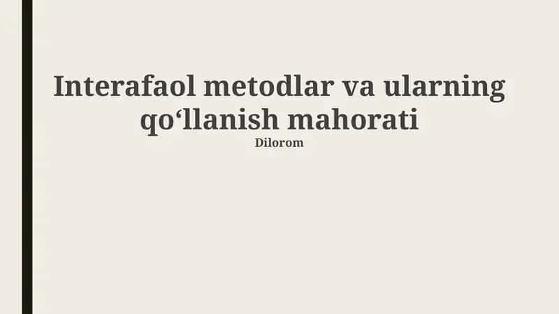 Interaktiv usullar: Ta'rif va turlari