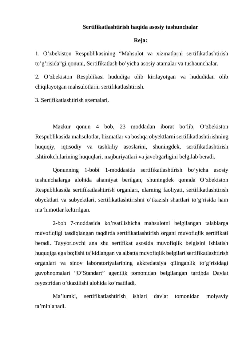 Sertifikatlashtirish haqida asosiy tushunchalar